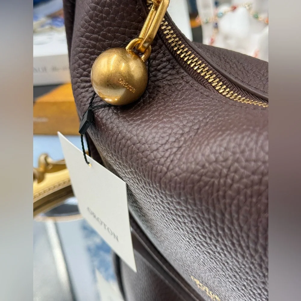 🆕 OROTON 🧿 NWT Clara Mini Convertible Crossbody Bag, Bear Brown Leather